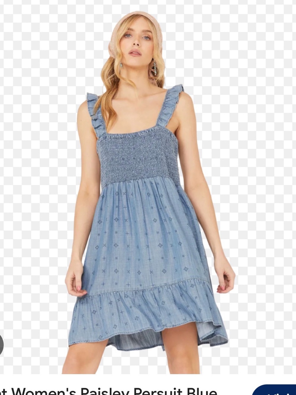 Ariat Light Blue Smocked Sundress with Ruffle Straps